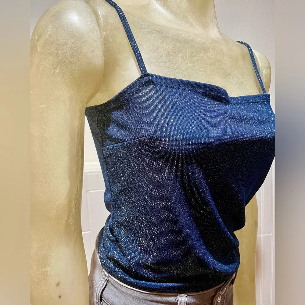 Reformation Navy and Gold Sparkle Top - Picture 2 of 7